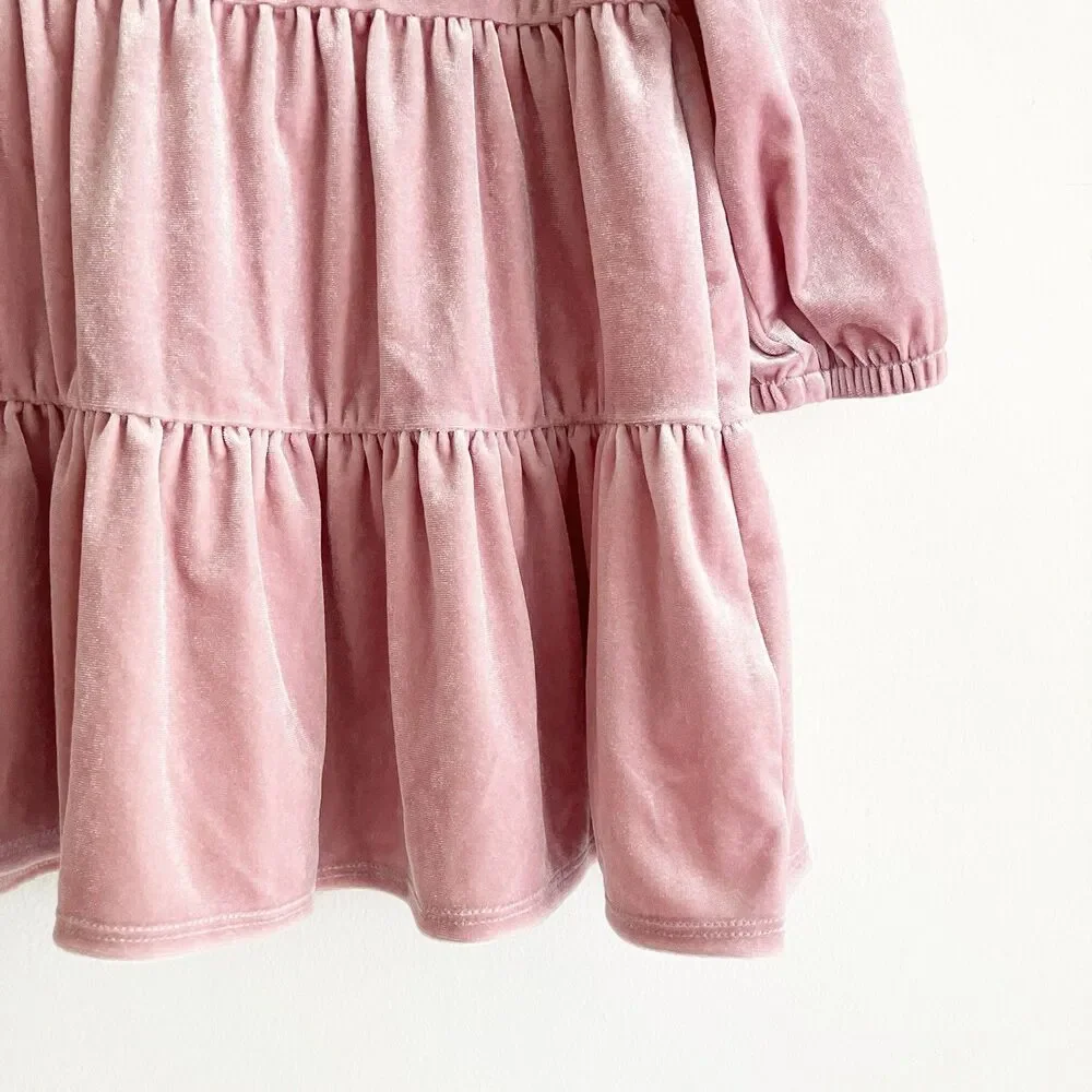 babyGap Velvet Dress Size 2 2T Rose Pink Long Sleeve Holiday Party Winter Fall